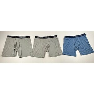 3 Pair David Archy Men Boxer Briefs Underwear No Wicking Blue Size Large L 13"